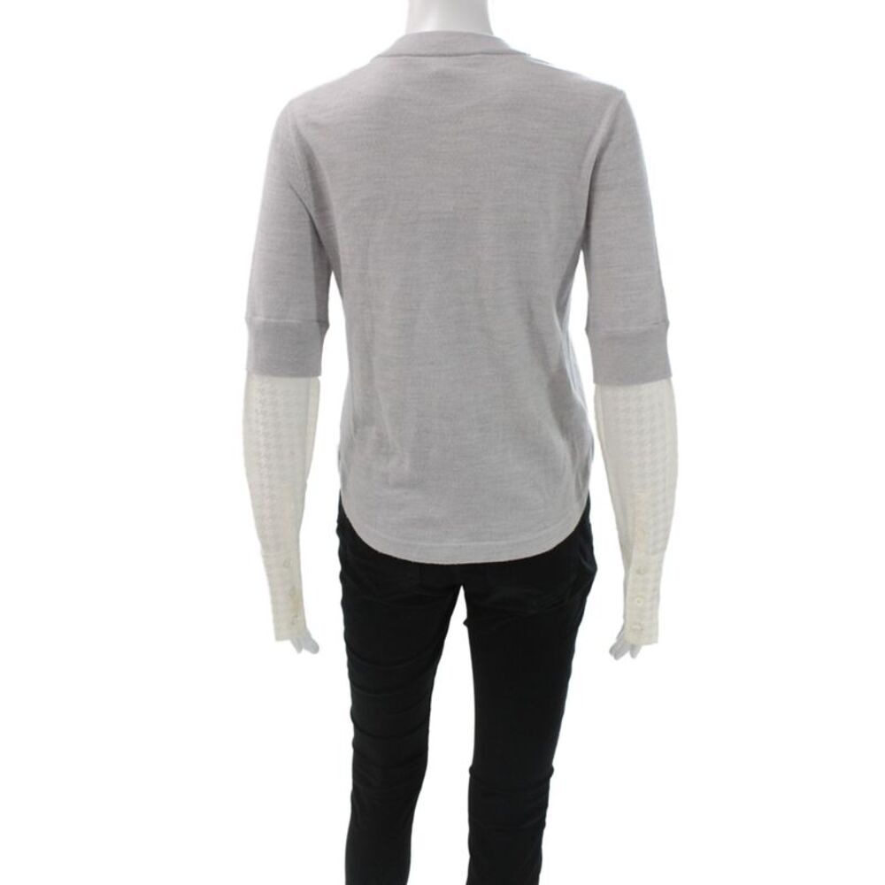 Veronica Beard Women Basic Merino Wool Crew Neck Longsleeve T-Shirt Gray Size S - Picture 3 of 6